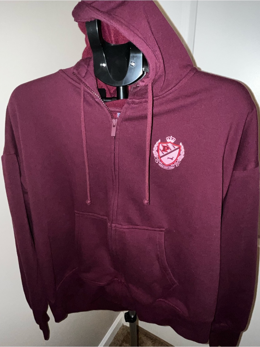 PINK Victoria's Secret Men's Half-Zip Hoodie in Wine